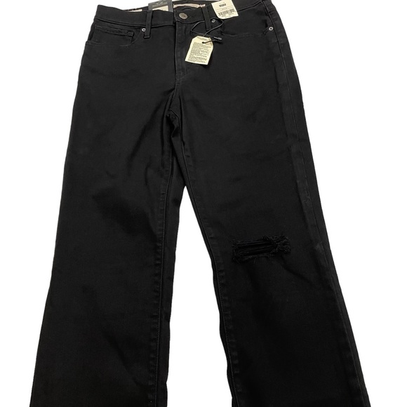 Levi's Premium 724 Distressed High Rise Straight Jeans Black Size 28x32 - Picture 5 of 8